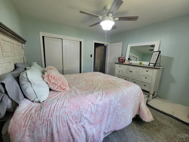 2602 3rd Ave, Pueblo, CO 81003 - bedroom with carpet flooring, a closet, and ceiling fan