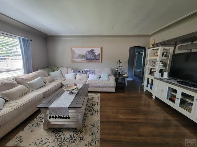 2602 3rd Ave, Pueblo, CO 81003 - living room featuring dark wood-type flooring and recessed lighting