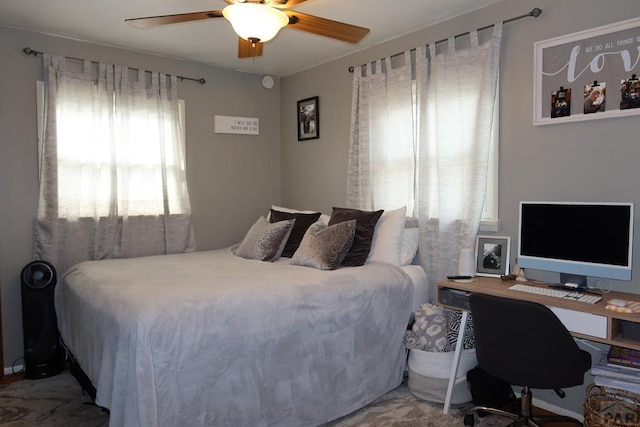 bedroom featuring ceiling fan