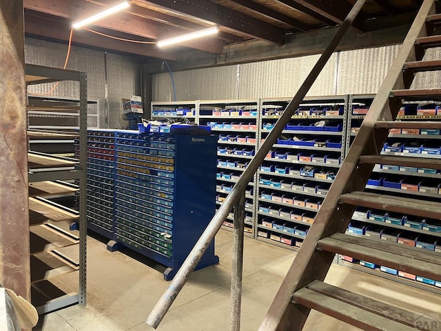 wine cellar with concrete floors