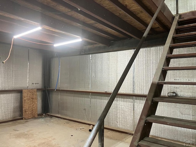 below grade area with stairway