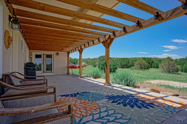 view of patio / terrace featuring a grill and a pergola