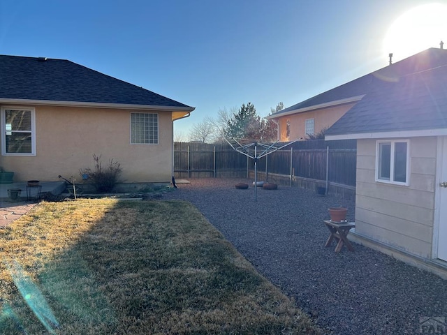 view of yard featuring a fenced backyard