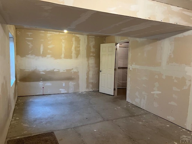 view of unfinished basement