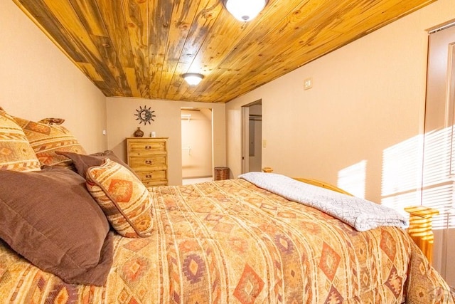 bedroom with wooden ceiling