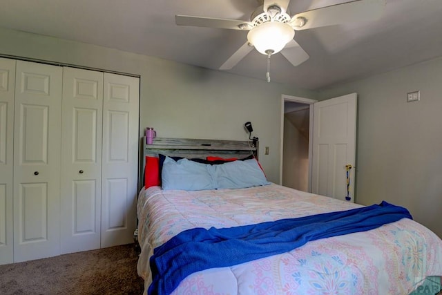 4465 London Ln, Colorado Springs, CO 80916 - bedroom with carpet, a closet, and a ceiling fan