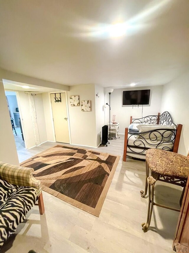 living area featuring light wood-style flooring