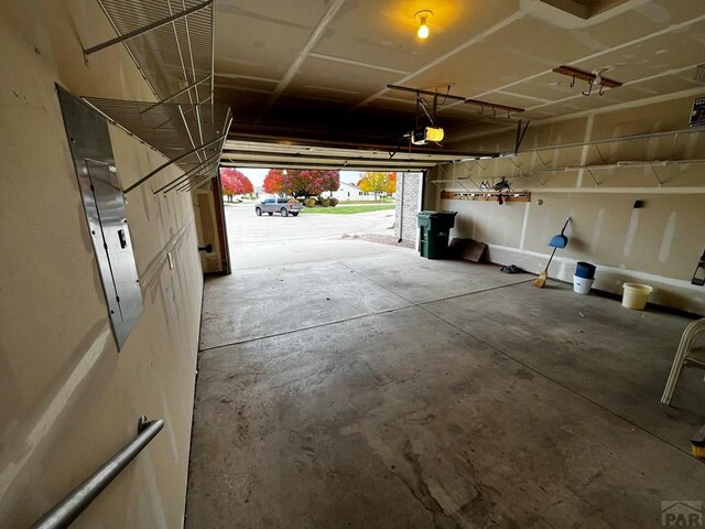 garage with a garage door opener