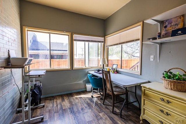 office space with dark wood-style flooring