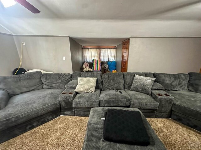 living room with ceiling fan