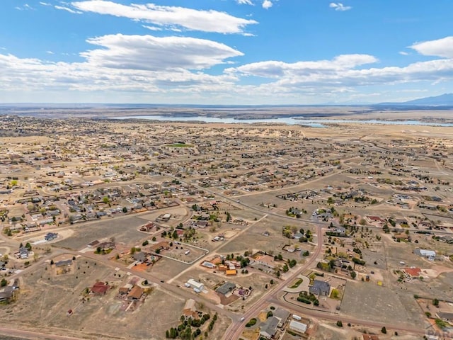aerial view with a water and mountain view