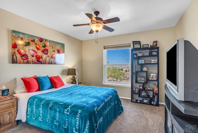 bedroom with carpet and ceiling fan