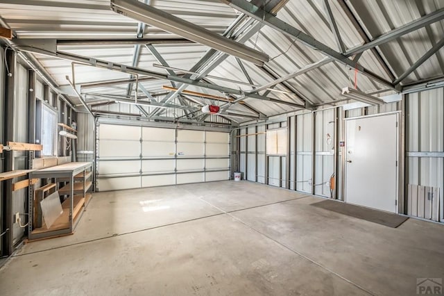 garage featuring metal wall