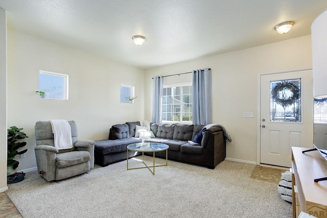 2025 Oneal Cir, Pueblo, CO 81004 - living room featuring baseboards and light carpet