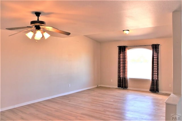 628 S Blakeland Ct, Pueblo West, CO 81007 - unfurnished room featuring wood finished floors, baseboards, and ceiling fan