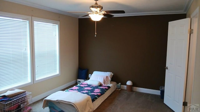 999 Fortino Blvd Unit 108, Pueblo, CO 81008 - bedroom with carpet floors, crown molding, and ceiling fan
