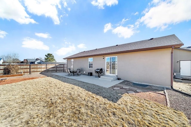 back of property featuring a patio area, fence, cooling unit, and stucco siding