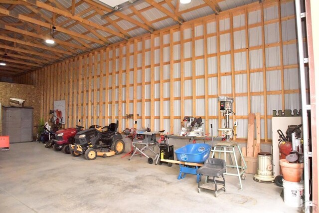 garage featuring metal wall