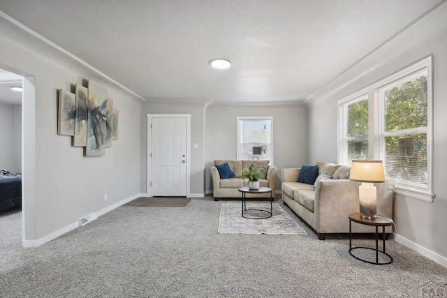 1934 E 11th St, Pueblo, CO 81001 - living room featuring carpet floors, crown molding, and baseboards