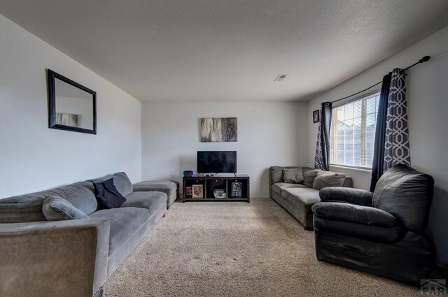 living area with carpet