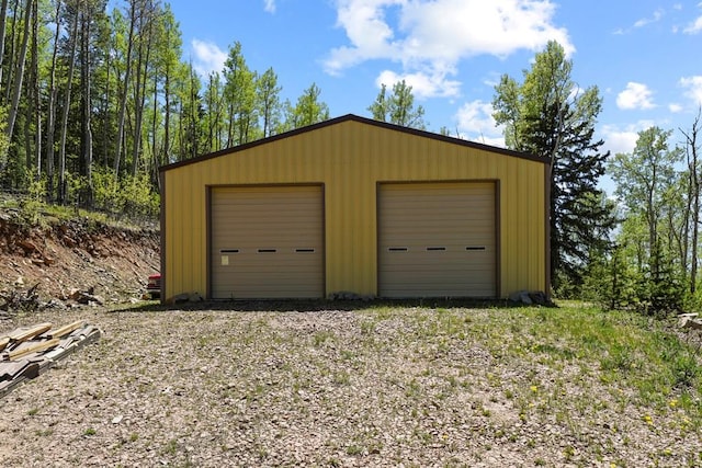 view of detached garage