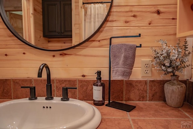 317 Parsons Rd, La Veta, CO 81055 - bathroom featuring a sink and wooden walls
