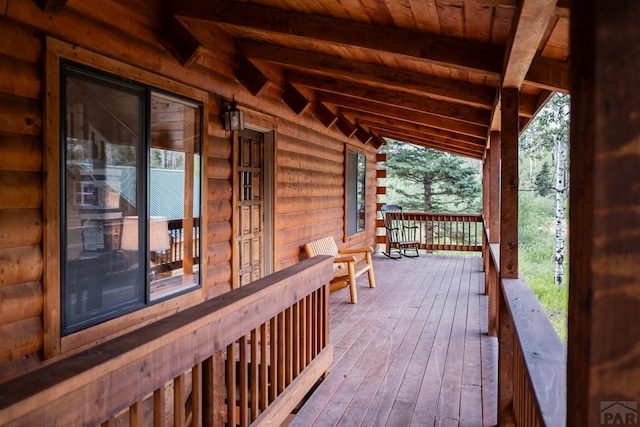 317 Parsons Rd, La Veta, CO 81055 - wooden terrace featuring a porch