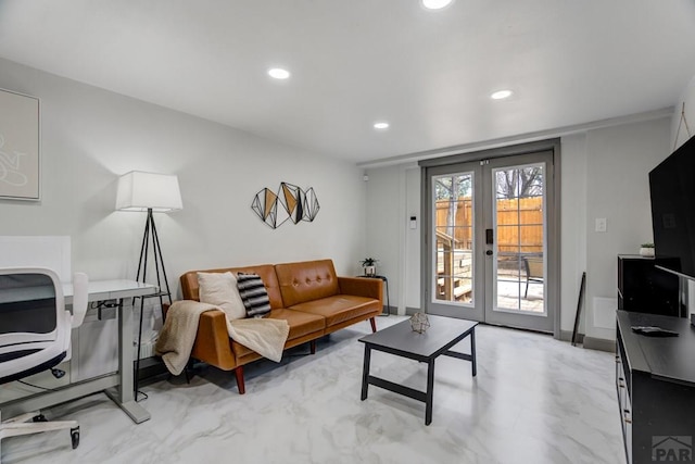 411 Olive St, Colorado Springs, CO 80904 - living room featuring french doors and recessed lighting