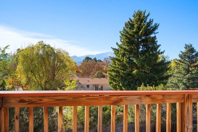 deck with a mountain view