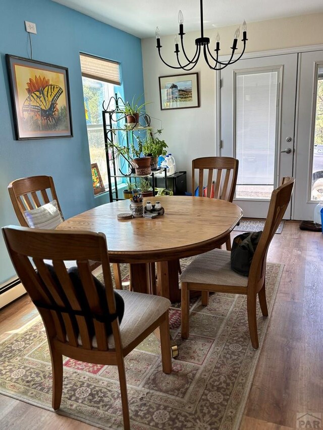 dining space featuring wood finished floors