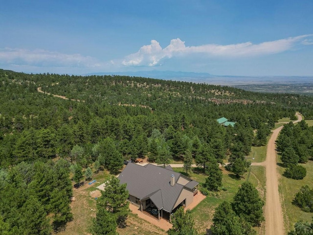 bird's eye view featuring a view of trees