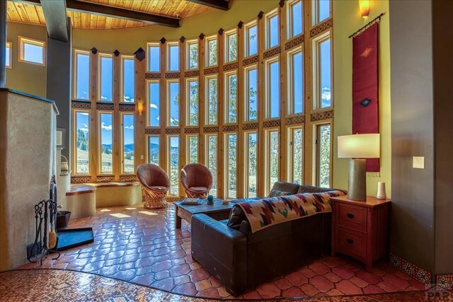 1441 Forest Rd Unit 507 1A, Creede, CO 81130 - sunroom with beamed ceiling