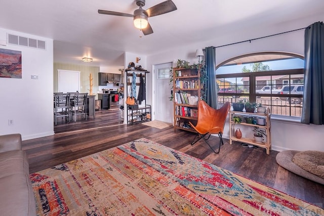 1501 Stonewall, Trinidad, CO 81082 - living room with a ceiling fan and wood finished floors