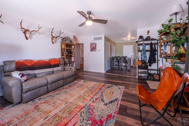 1501 Stonewall, Trinidad, CO 81082 - living area with wood finished floors and ceiling fan