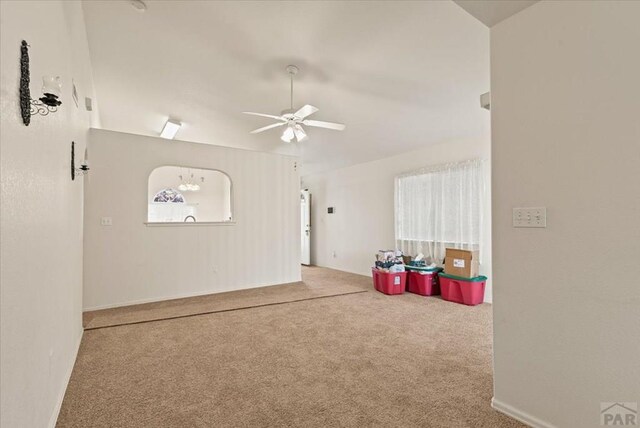 interior space with a ceiling fan