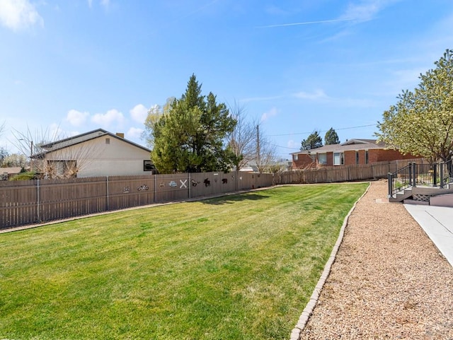 view of yard featuring a fenced backyard
