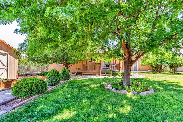 1215 Greenwood Ave, Canon City, CO 81212 - view of yard featuring a deck and a storage unit