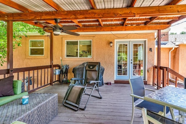 1215 Greenwood Ave, Canon City, CO 81212 - deck featuring french doors, a ceiling fan, and area for grilling