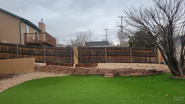 view of yard with a fenced backyard