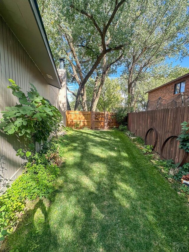 view of yard featuring a fenced backyard