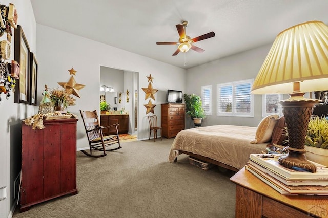 bedroom with carpet flooring and ceiling fan