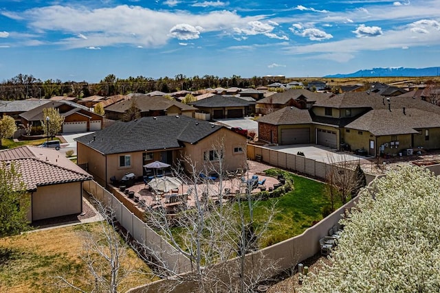 bird's eye view with a residential view