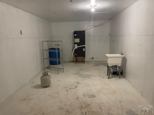 below grade area with heating unit