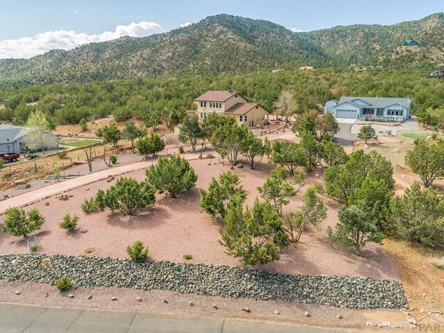 drone / aerial view with a mountain view