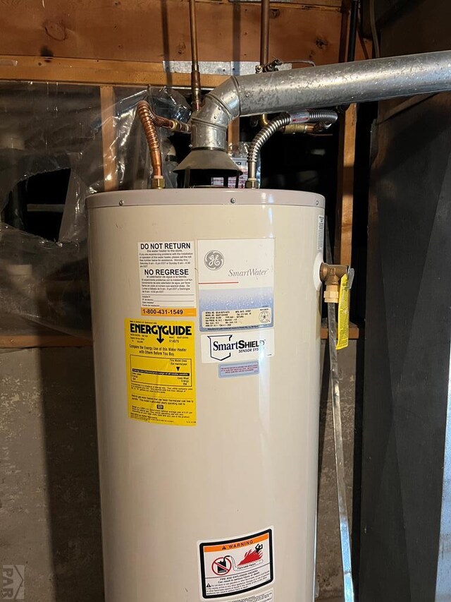 utility room with water heater