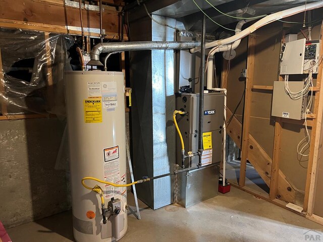 utility room featuring gas water heater