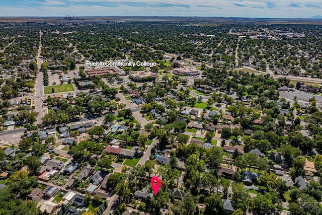 drone / aerial view with a residential view