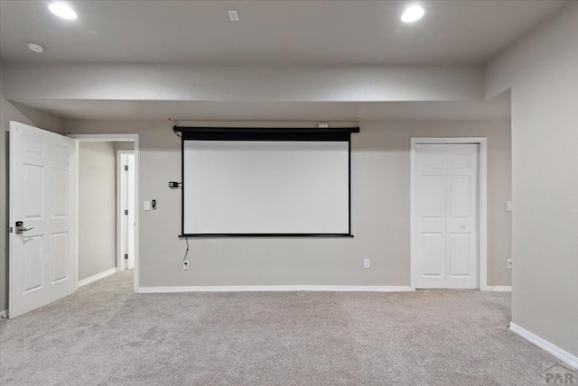 1121 N Calico Rock Ln, Pueblo West, CO 81007 - carpeted cinema room with baseboards and recessed lighting