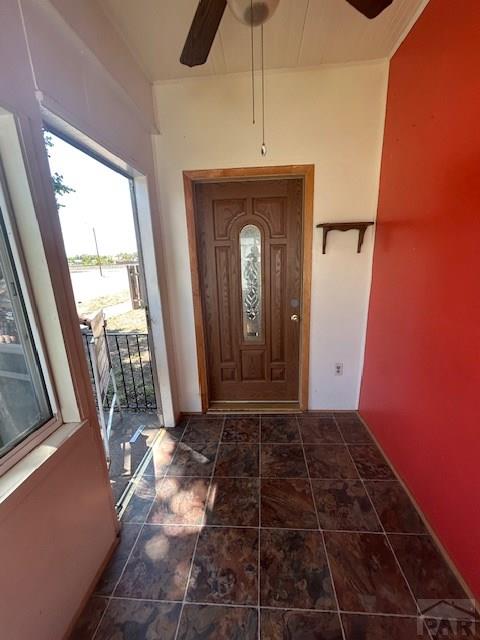 743 Vine Ave, Las Animas, CO 81054 - foyer featuring ceiling fan