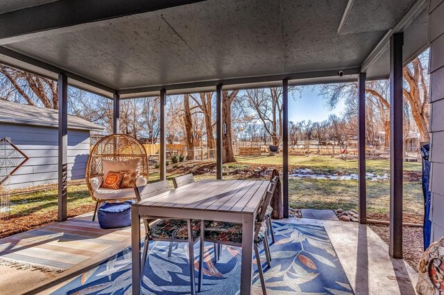 view of unfurnished sunroom